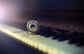 Vintage piano keys with antique pocket watch Ã¢â¬â time concept Royalty Free Stock Photo